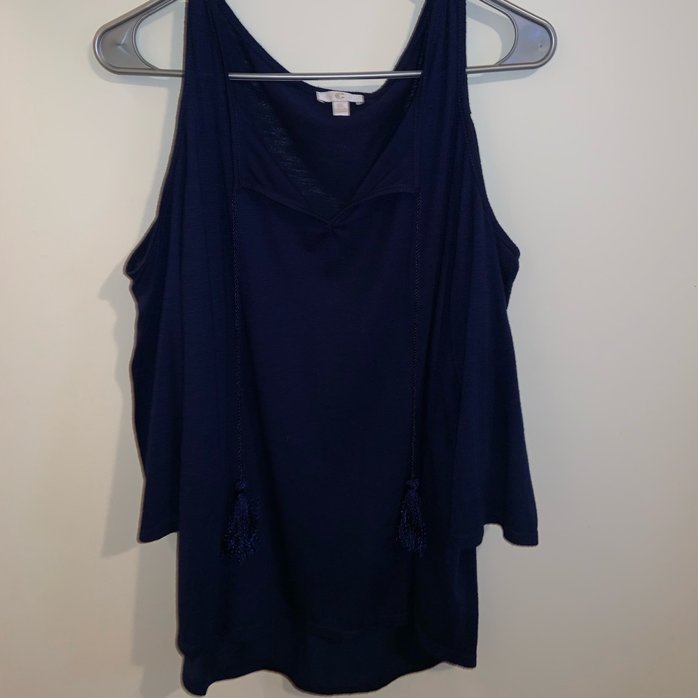 Cold Shoulder Tie Neck Top